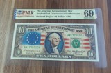 10 dollari 1777 proiect bancnota commemorativa REPRODUCERE pe hartie cu filigran si fire UV