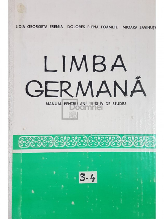 Lidia Georgeta Eremia - Limba germana - Manual pentru anii III si IV de studiu (editia 1985)