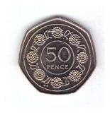 Moneda Gibraltar 50 pence 1989 AA, stare foarte buna, curata, Europa, Cupru-Nichel