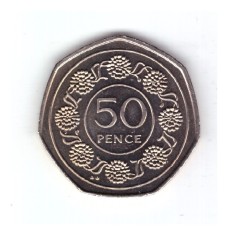 Moneda Gibraltar 50 pence 1989 AA, stare foarte buna, curata