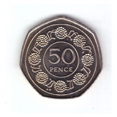 Moneda Gibraltar 50 pence 1989 AA, stare foarte buna, curata
