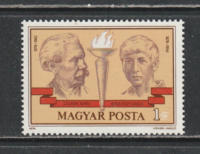 Ungaria 1978 - 100 de Ani de la Nasterea lui S. Czaban si G. Berzeviczy 1v MNH