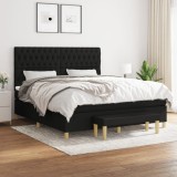 Cumpara ieftin Pat box spring cu saltea, negru, 180x200 cm, catifea