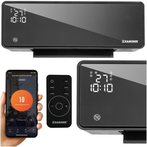 Radiator electric de perete, telecomanda, functie WiFi, 1000W/2000W, timer, 3 moduri functionare