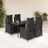 VidaXL Set mobilier de grădină cu perne, 5 piese, negru, poliratan