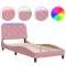 Cadru de pat cu LED fara saltea, roz, 80x200 cm, catifea