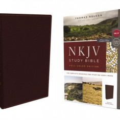 NKJV Study Bible, Bonded Leather, Burgundy, Full-Color, Red Letter Edition, Comfort Print: The Complete Resource for Studying God's Word