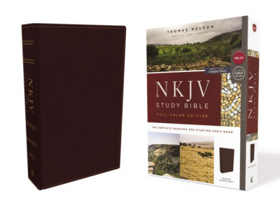 NKJV Study Bible, Bonded Leather, Burgundy, Full-Color, Red Letter Edition, Comfort Print: The Complete Resource for Studying God&amp;#039;s Word foto