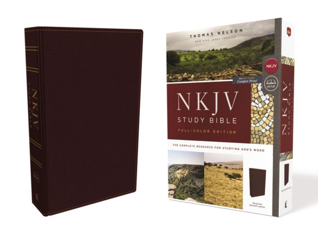 NKJV Study Bible, Bonded Leather, Burgundy, Full-Color, Red Letter Edition, Comfort Print: The Complete Resource for Studying God&#039;s Word