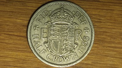 Anglia / Marea Britanie - moneda de colectie uriasa - 1/2 half crown1955 - Elisabeta II - foarte frumoasa! foto