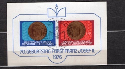 LIECTENSTEIN 1976 - ANIVERSARI FRANZ JOSEF. COLITA STAMPILA SPECIALA, C11