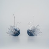 Set 2 ornamente brad Blue Swan 9 cm x 10 cm