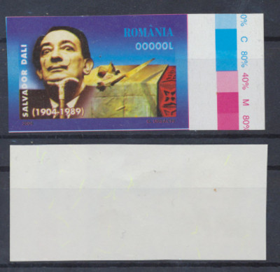 ROMANIA 2004 proba de tipar eseu pictura Salvador Dali, nominal 0000 Lei MNH foto