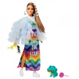 Cumpara ieftin Papusa Barbie Extra Style Rochie Curcubeu, Mattel
