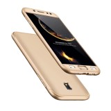 Cumpara ieftin Husa Samsung Galaxy J5 2017 - Protectie 360 grade, 3 in 1, Plastic dur, Aurie, Universal