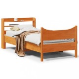 VidaXL Cadru de pat cu tăblie, maro ceruit, 75x190 cm, lemn masiv pin 3307070