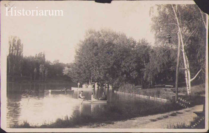 HST CP161 Clișeu Chaland Craiova Parcul Bibescu pentru carte poștală