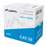 Rola cablu UTP, Lanberg 42763, cat.5e, lungime 305m, AWG 24, 100 MHz, solid CCA, ethernet, galbena