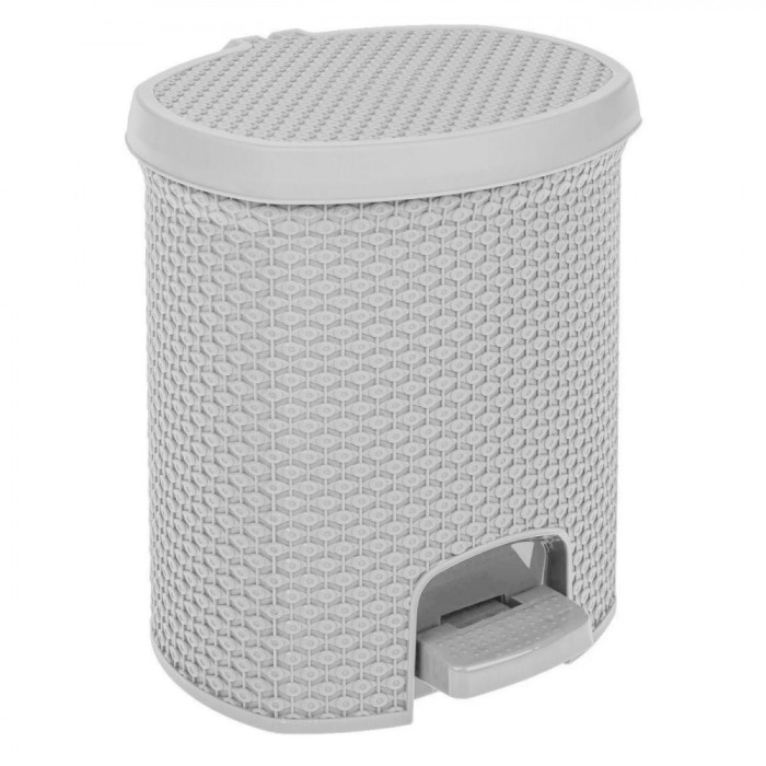Coș de Gunoi Plastic, Model Diamond, Culoare Gri, Capacitate 7L