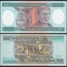 BRAZILIA █ bancnota █ 200 Cruzeiros █ 1981-1984 █ P-199b █ UNC █ necirculata