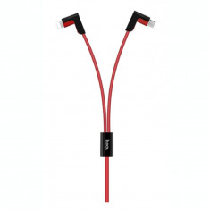 Cablu Hoco X12 2 in 1 MicroUsb+Lightning cu Magnet Rosu foto