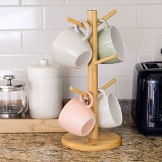 Suport Vertical din Lemn pentru Cani, Organizator Bucatarie