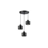 Lustra LED 3 pendule, socluri E27, putere maxima 35W, baza 29 cm, cablu 1 m, negru, masterLED