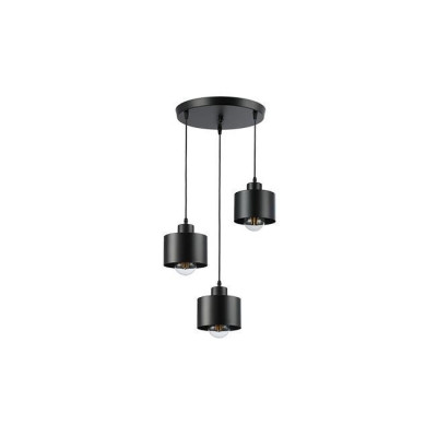 Lustra LED 3 pendule, socluri E27, putere maxima 35W, baza 29 cm, cablu 1 m, negru foto