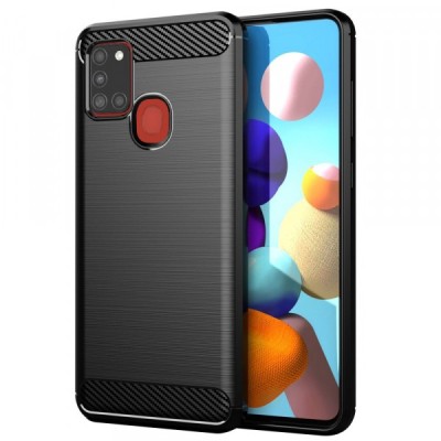 Husa pentru Samsung Galaxy A21s A217, Techsuit, Carbon, Neagra foto