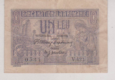 1915 Romania 1 Leu 0534 V.423 foto