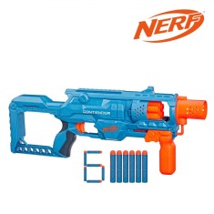 Blaster Nerf, Hasbro, Elite 2.0 Contender, 6 Săgeți, Albastru-Orange