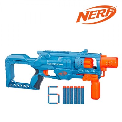 Blaster Nerf, Hasbro, Elite 2.0 Contender, 6 Săgeți, Albastru-Orange foto