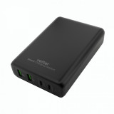 Incarcator Smart Charging Station, 2 x PD USB-C up to 100W, 2 x Quick Charge 3.0, Black