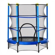 Trambulina copii 3-6 ani, 108x160 cm, cu plasa protectie, negru si albastru, max 45 kg GartenVIP DiyLine foto