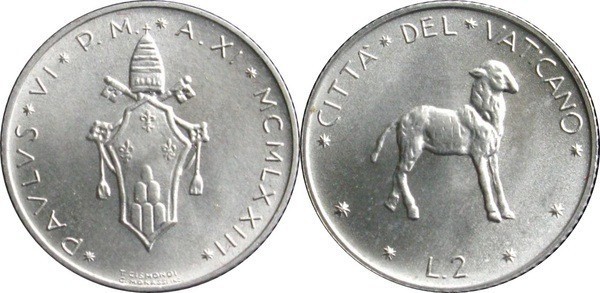 Vatican 1973 - 2 lire UNC