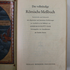 DAS VOLLSTANDIGE ROMISCHE MESBUCH , LATEINISCH AND DEUTSCH , 1961 , TIPARITA PE HARTIE DE BIBLIE , COTOR CU DEFECT