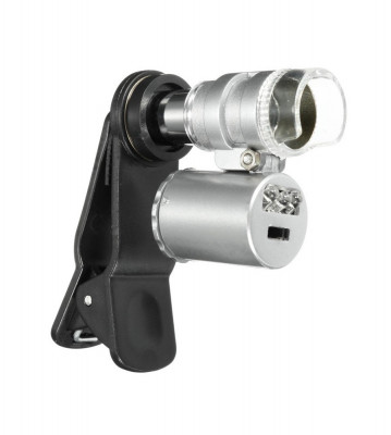 8MM 60x Zoom, microscop, lupa cu UV LED-Culoare Negru foto