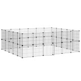 Cumpara ieftin Cusca animale de companie cu usa 44 panouri negru 210x175x70 cm otel