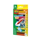 Creioane colorate triunghiulare XL - 16 bucati set, 3-6 ani, SES Creative