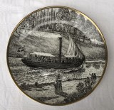 Cumpara ieftin Farfurie din portelan suedez GUSTAVSBERG infatisand un vas de la 1846