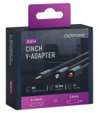 Cablu adaptor Profesional Jack 3.5 mm tata - 2x RCA mama OFC cupru 10cm dublu ecranat aurit Clicktronic 70492