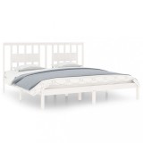 Cumpara ieftin Cadru de pat, alb, 200x200 cm, lemn masiv de pin