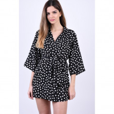 Kimono Pieces Tona White Dots Negru foto