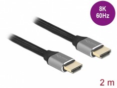 Cablu Ultra High Speed HDMI 48 Gbps 8K60Hz/4K240Hz 2m Gri Certificat, Delock 83996