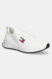 Tommy Jeans sneakers RUNNER KNTITTED bărbați, culoarea alb, EM0EM01555
