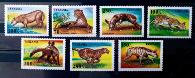 Tanzania 1995 fauna animale sălbatice , serie 7v nestampilata foto