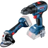 Bosch GSR 18V-50 + GWS 180-LI - Masina de gaurit si insurubat fara acumulatori si incarcator Li-Ion 18 V - Ah 50 Nm + Polizor unghiular 125 mm