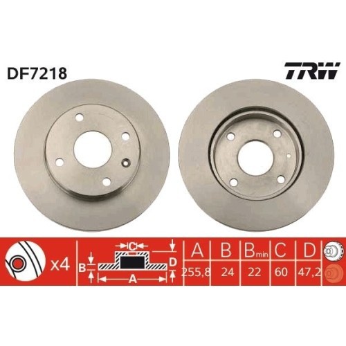 Set discuri frana fata TRW, Chevrolet Lacetti (J200), 03.2003-, Nubira, 01.2005-12.2011, Daewoo Lacetti Hatchback (Klan), 02.2002-, Nubira (J100), 19