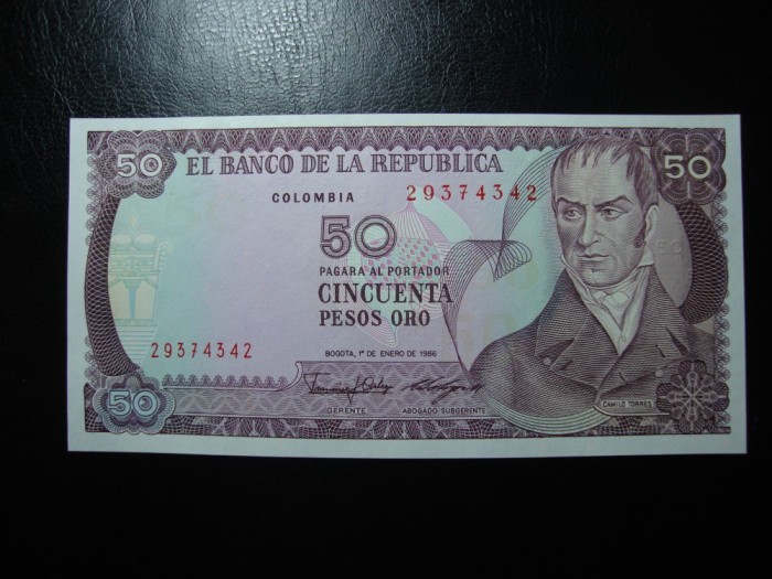 COLUMBIA 50 PESOS 1986 UNC