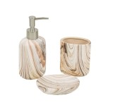 Set accesorii ceramice de baie, Dispenser sapun lichid, Savoniera, Pahar, 3 buc